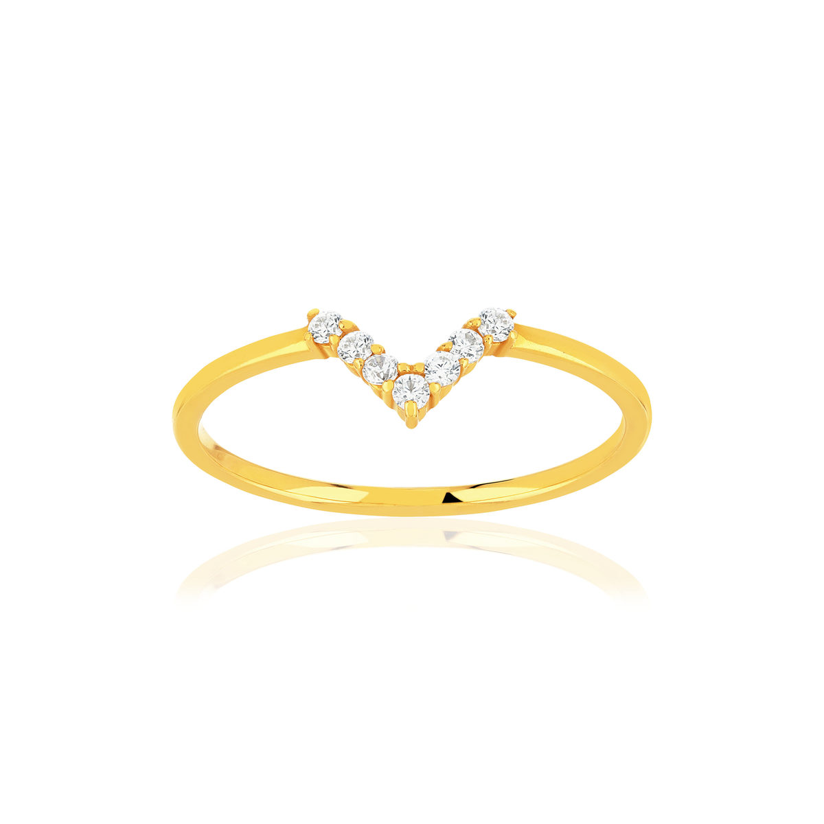 Bague or 375 jaune zirconias blancs
