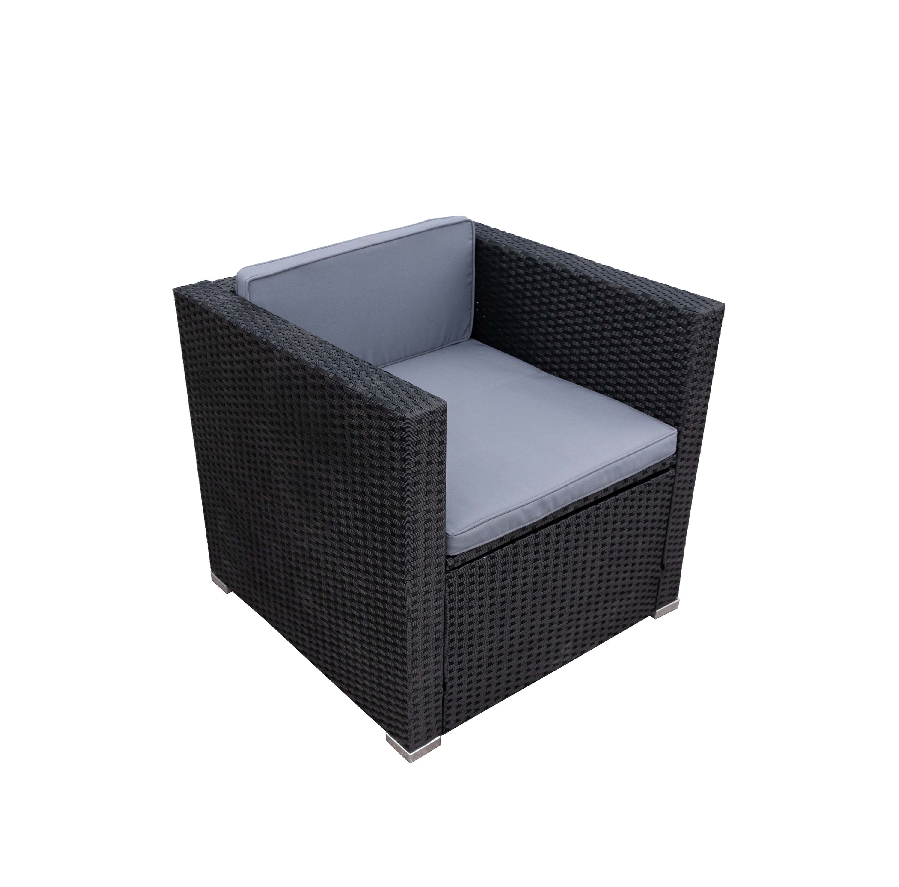 Rattanlounge SALERNO schwarz/anthrazit