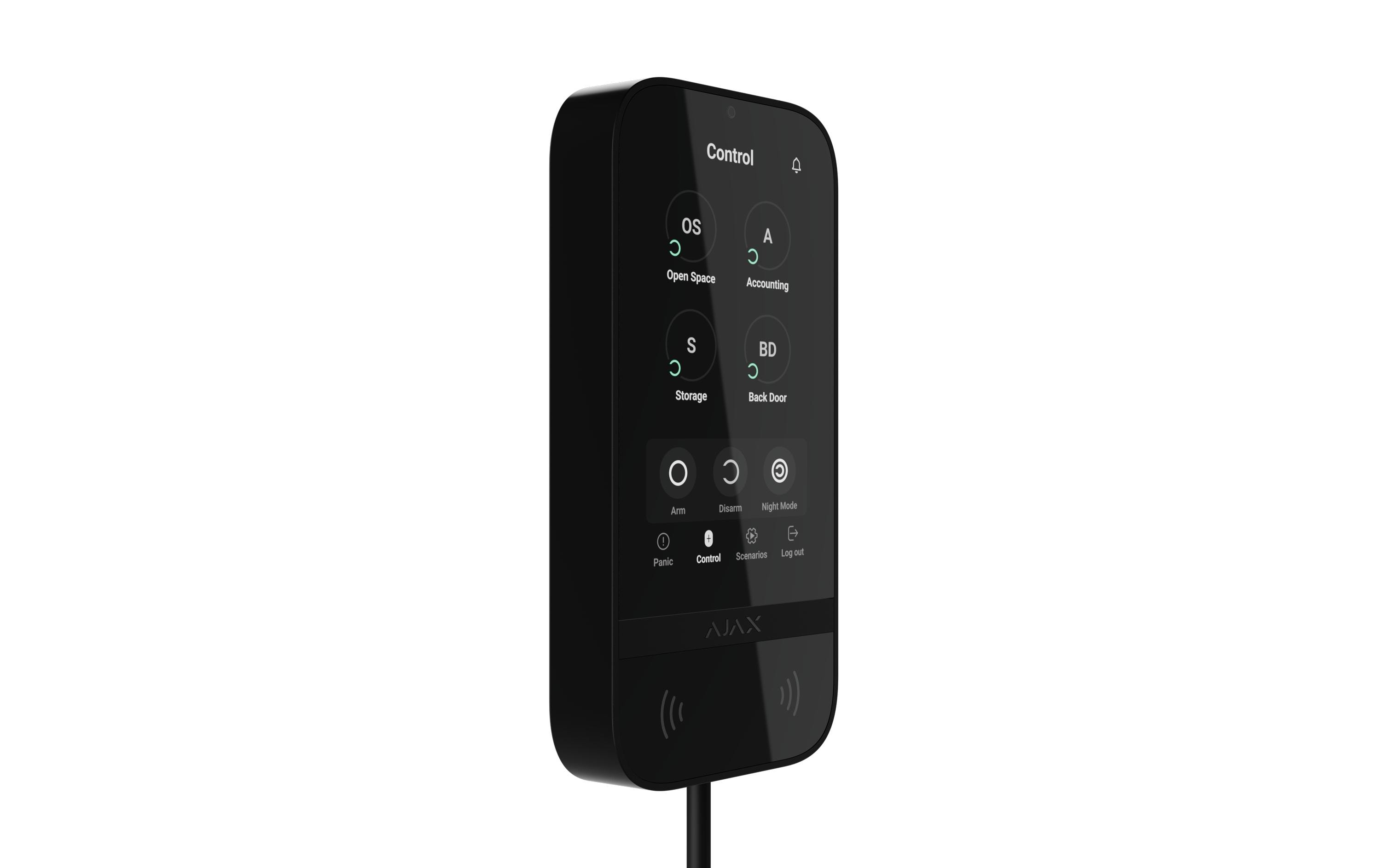 LCD-Bedienteil Baseline KeyPad TouchScreen Jeweller Schwarz<br>Kabelloses Bedienteil mit Touchscreen für die Steuerung eines Ajax-Systems