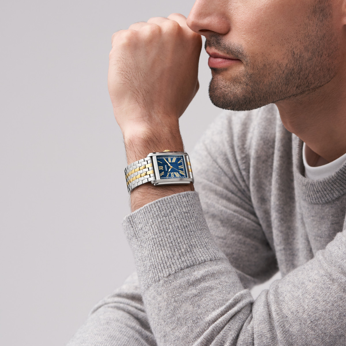 Montre FOSSIL carraway homme bracelet acier inoxydable bicolore