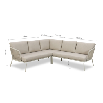 Loungeset Kopenhagen beige metaal
