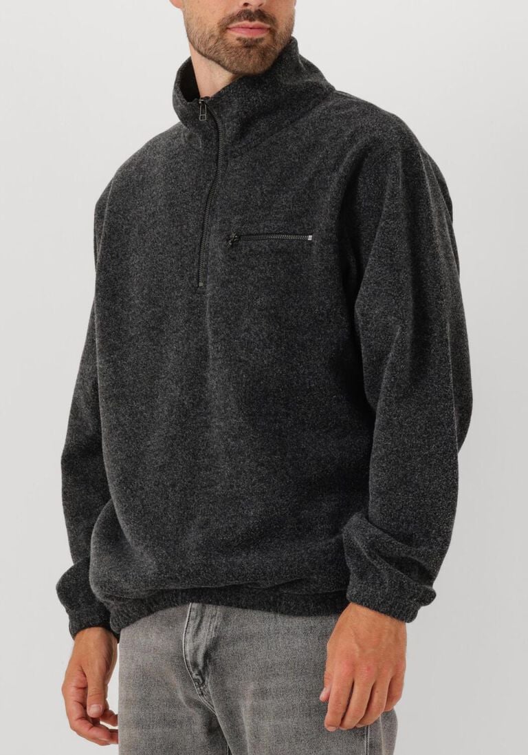 donkergrijze forét trui elm half zip sweatshirt