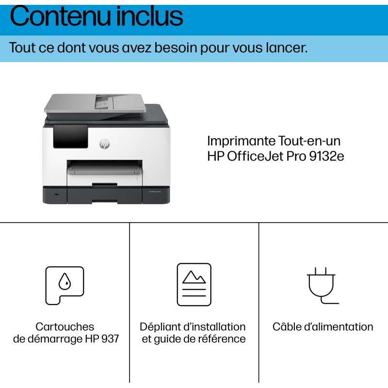 HP OfficeJet Pro Par 9132e Sans fil All-in-One Couleur Imprimante, Instant Ink; Impression recto-verso