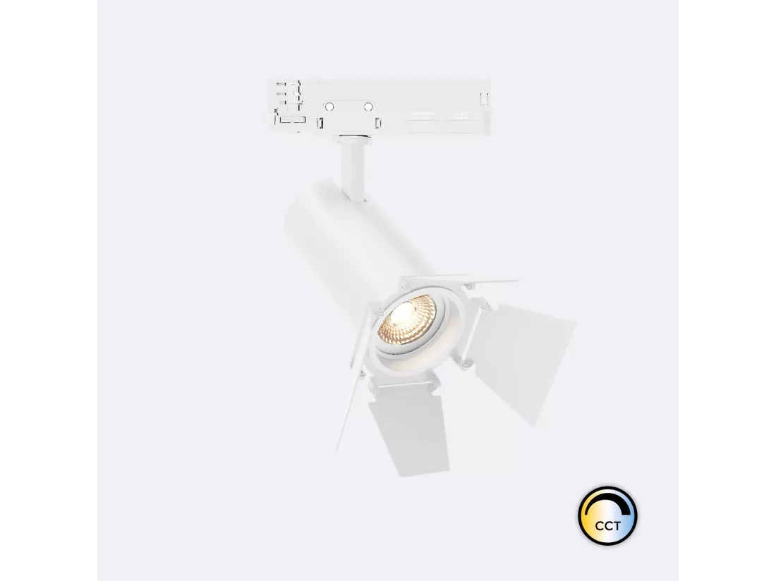 Spot LED Fasano Cinéma 30W CCT pour Rail Triphasé Dimmable Blanc (2700K - 3200K - 4000K) Sélectionnable