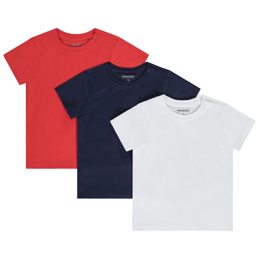 Lot de 3 t-shirts manches courtes print gomme pour bébé garçon - Bleu marine