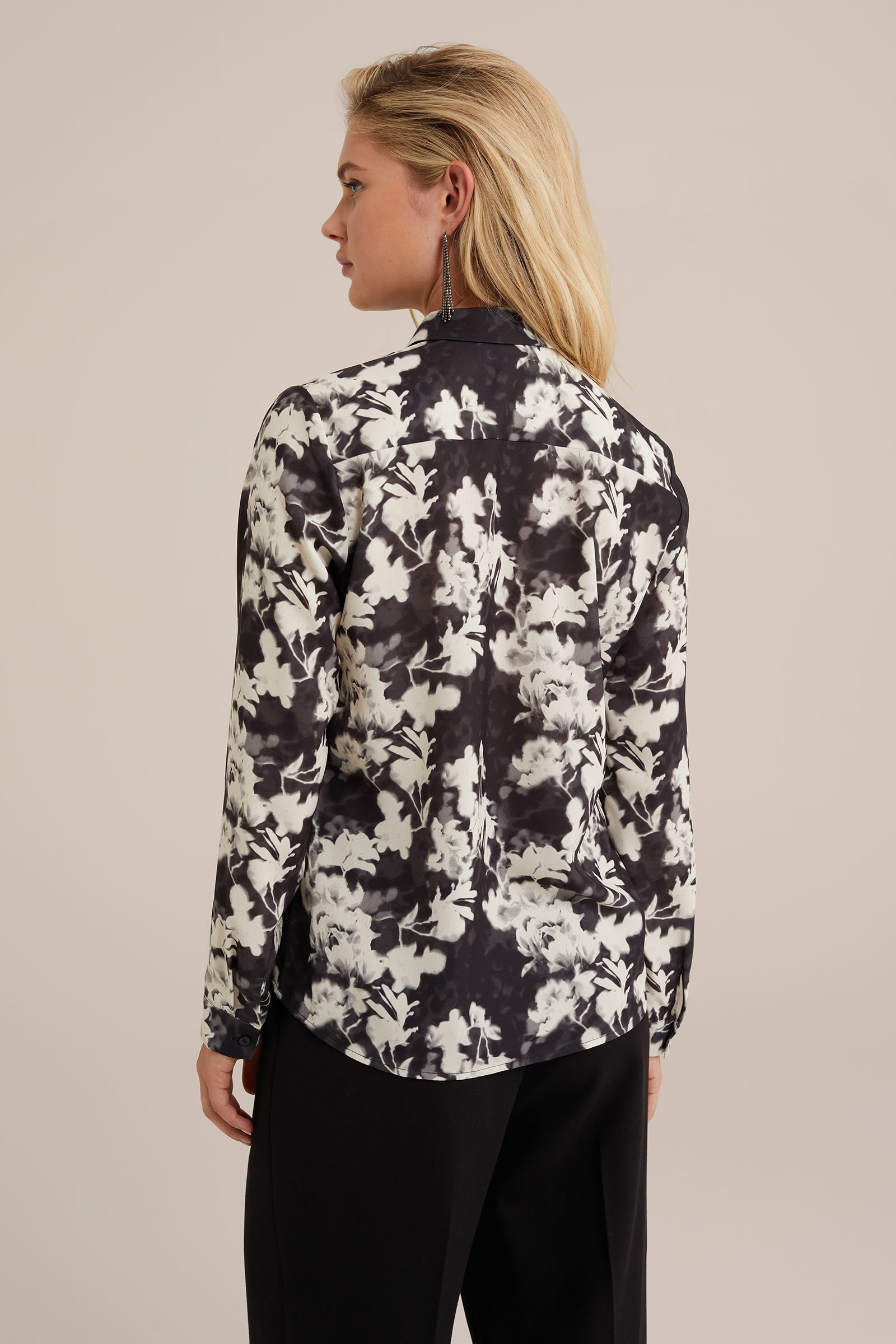 blouse met fijne structuur WE Fashion Donkergrijs gemeleerd