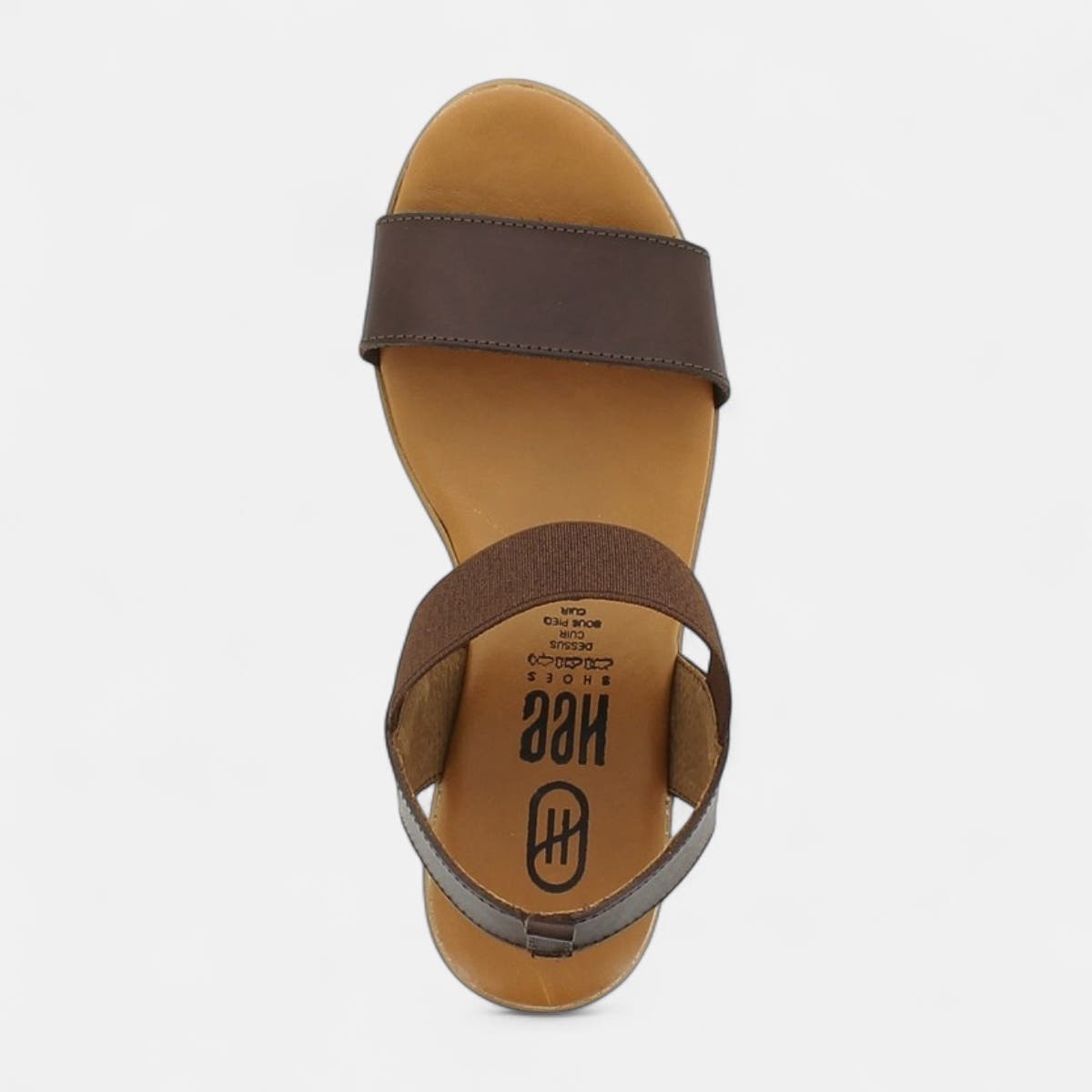 Nu-pieds à talon compensé Femme en cuir marron