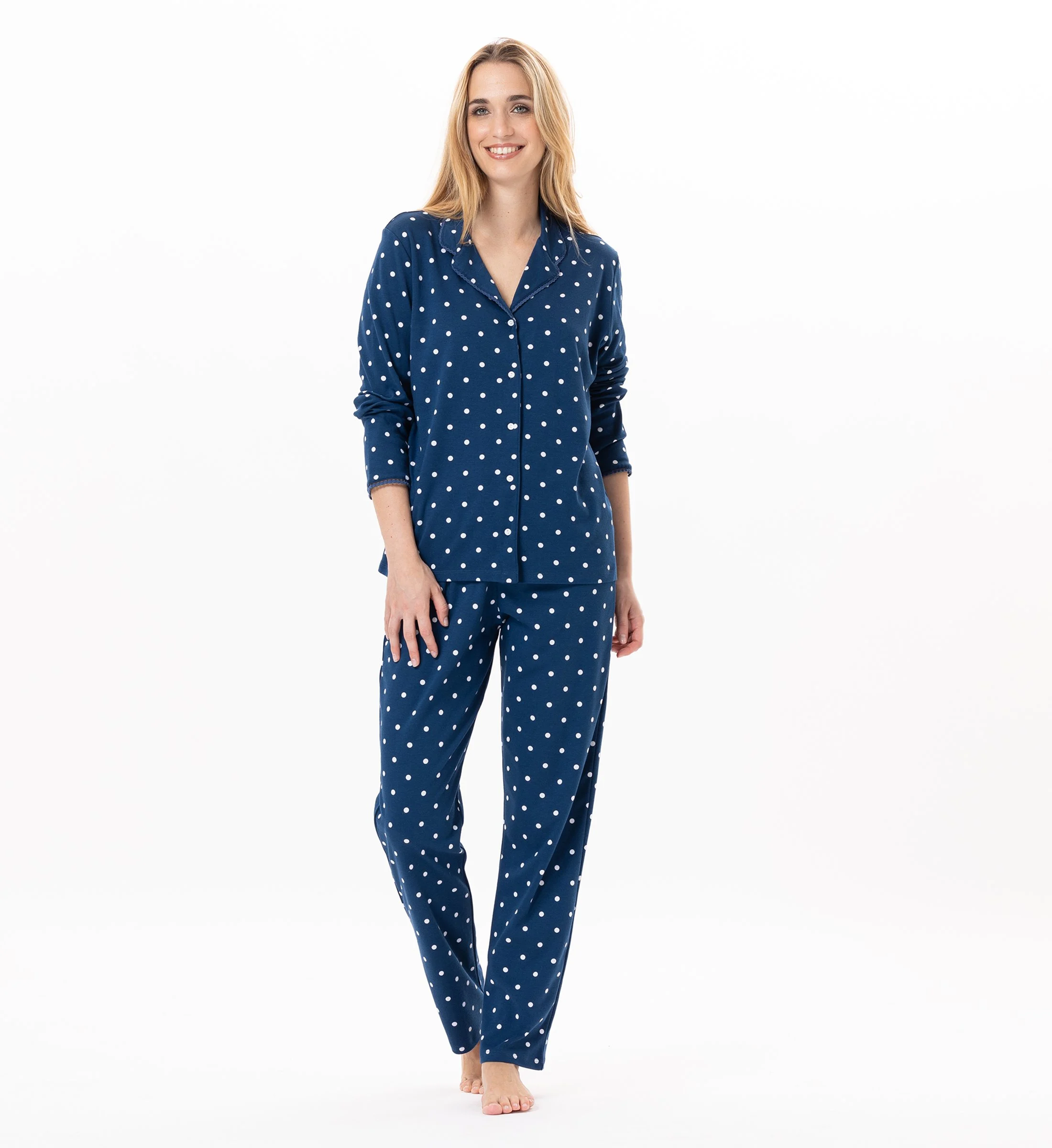 CHAMADE 806 - Pyjama boutonné en coton | Bleu