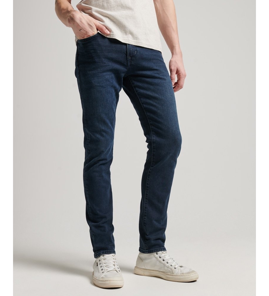 Calça jeans Superdry Slim Fit em algodão orgânico azul-marinho