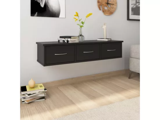 Étagère murale avec tiroirs Noir 88x26x18,5