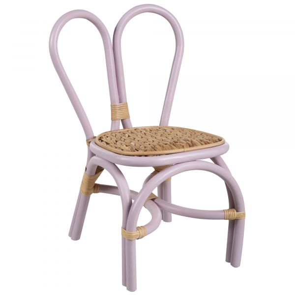 Beliani Cadeira para Crianças em Rattan Natural Violeta Acessórios Boho para Exterior Interior Feito à Mão