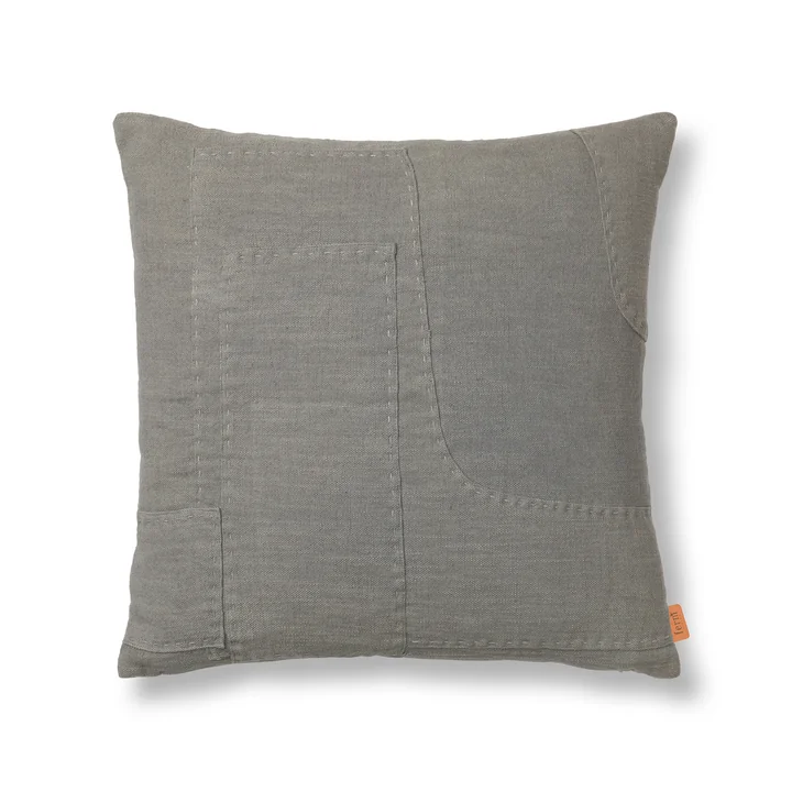 Ferm Living - Darn Kissen, 50 x 50 cm, blaugrau
