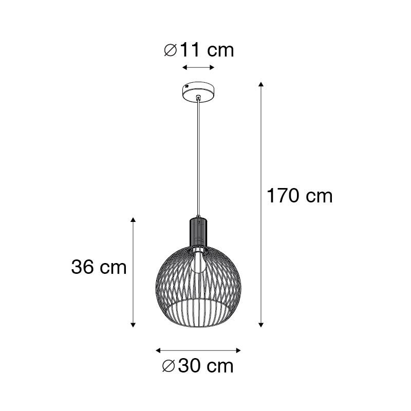 Design ronde hanglamp zwart 30 cm - Dos