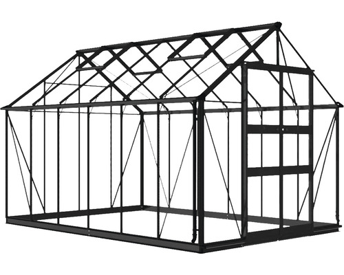 Halls Blockley 812 kas, 3 mm veiligheidsglas met fundering, 256 x 380 cm, zwart
