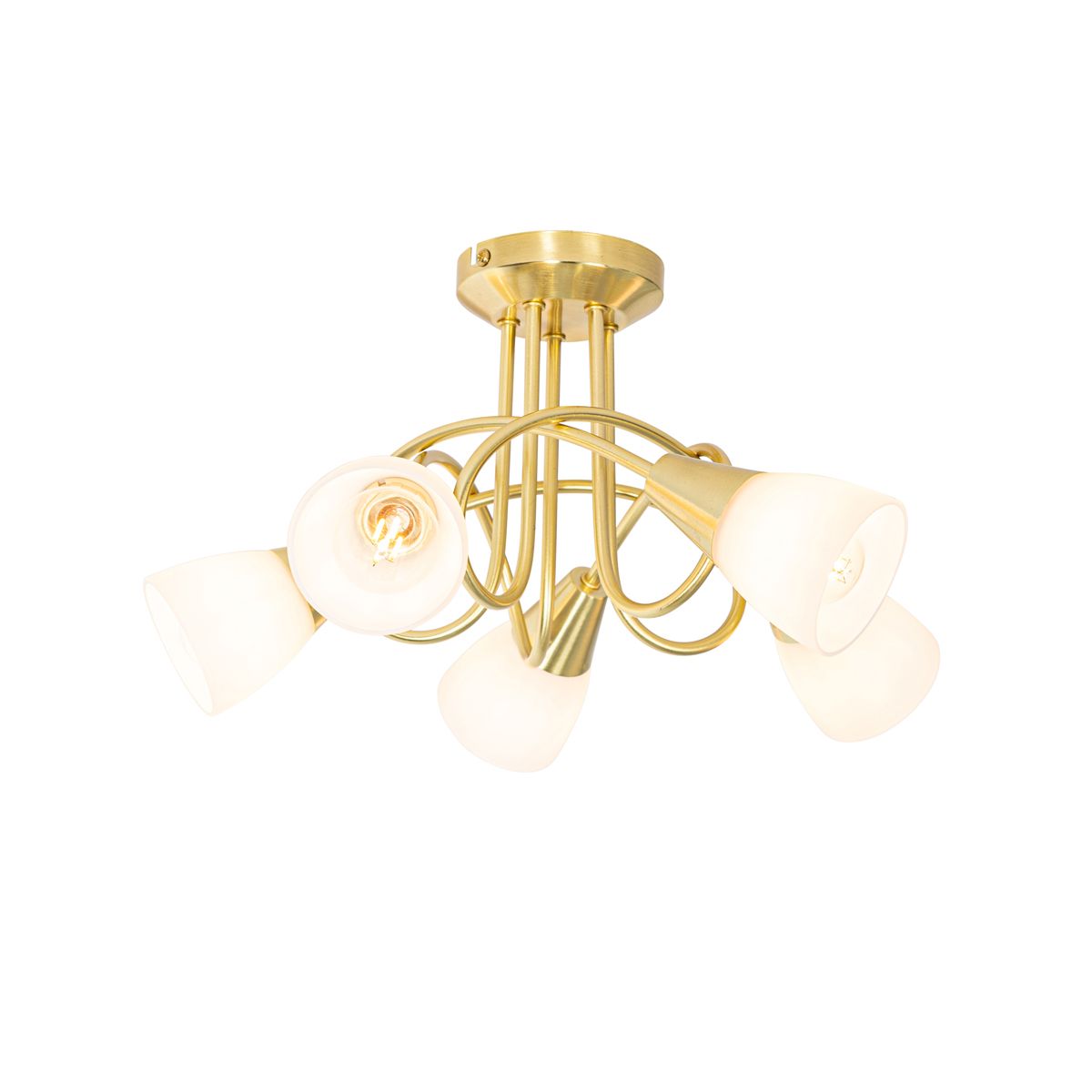 Klassieke plafondlamp goud met opaal glas 5-lichts - Inez