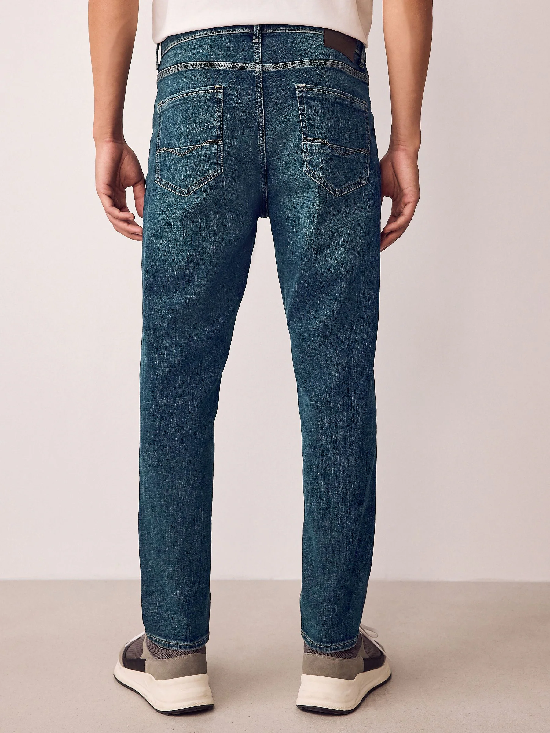 Vintage blauw - Standaard toelopende pasvorm - Authentieke stretch denim jeans