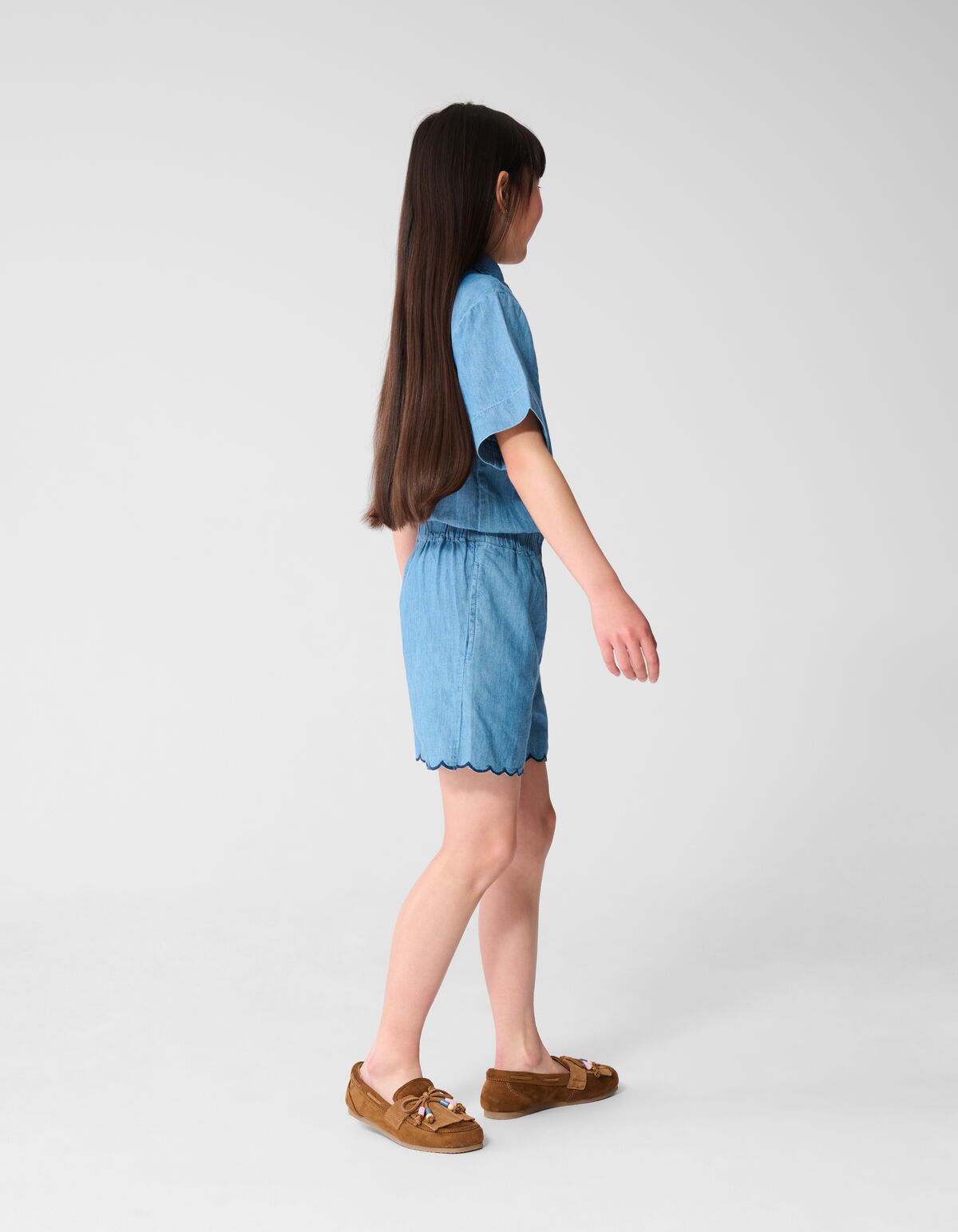 Heart Denim Jumpsuit Lichtblauw