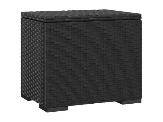 Pouf avec coussin noir 40x30x40 cm résine tressée
