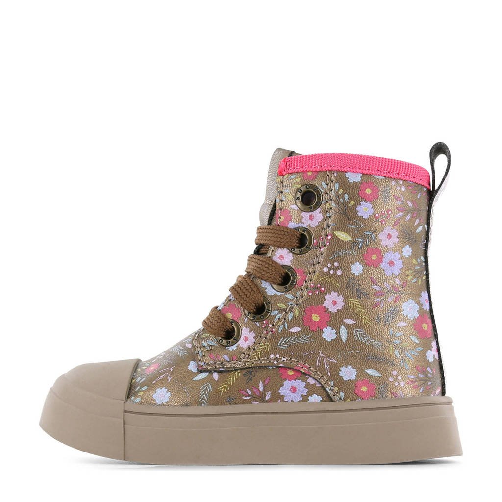 Shoesme gebloemde sneakers brons