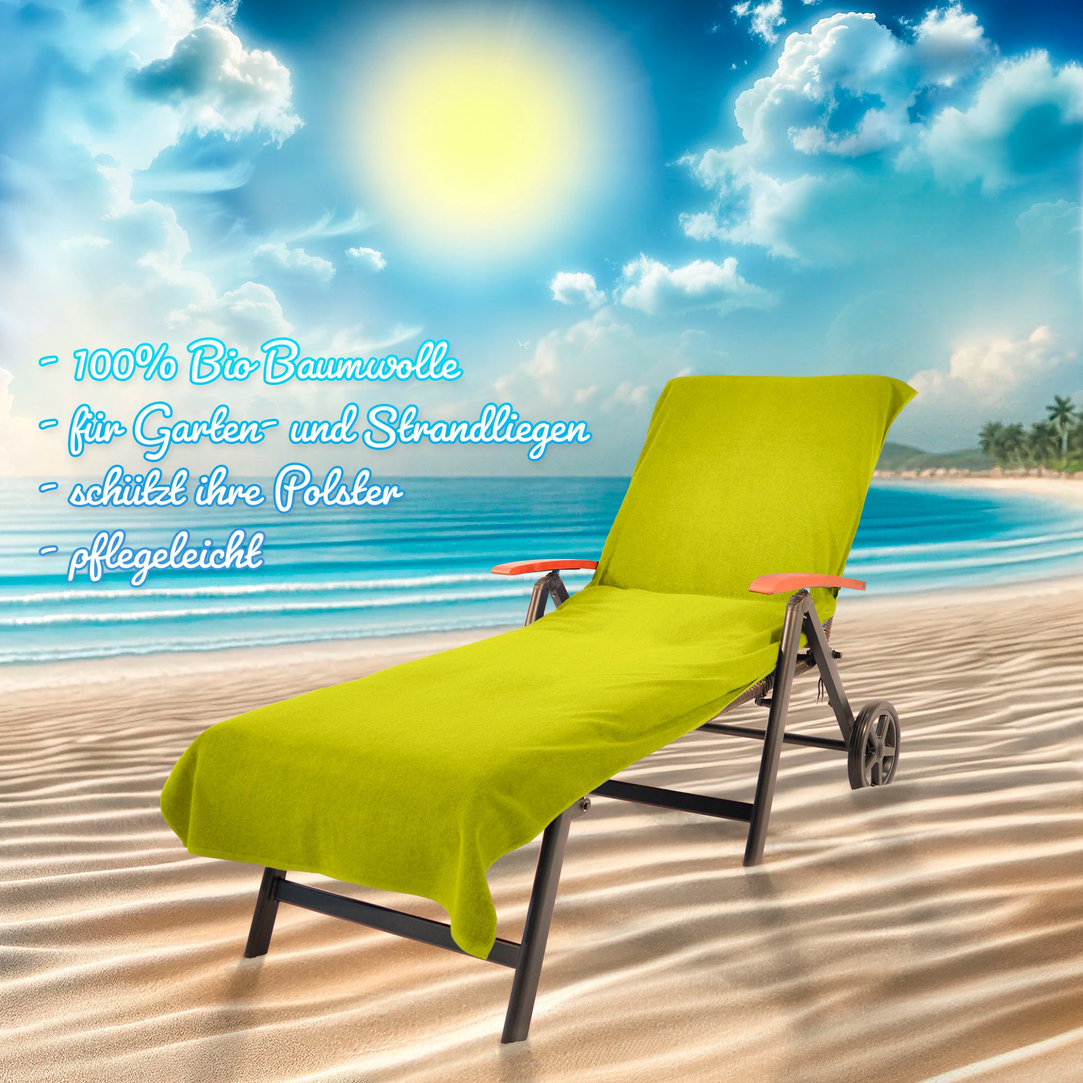 KiNZLER Strandtuch »Frottier-Liegenbezug, 100% Baumwolle« Liegen-Handtuch, Uni Farben, weich & flauschig, auch als 2er Set