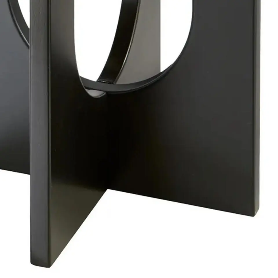 Atmosphera Bijzettafel/salontafel Bloom - zwart - MDF hout - rond