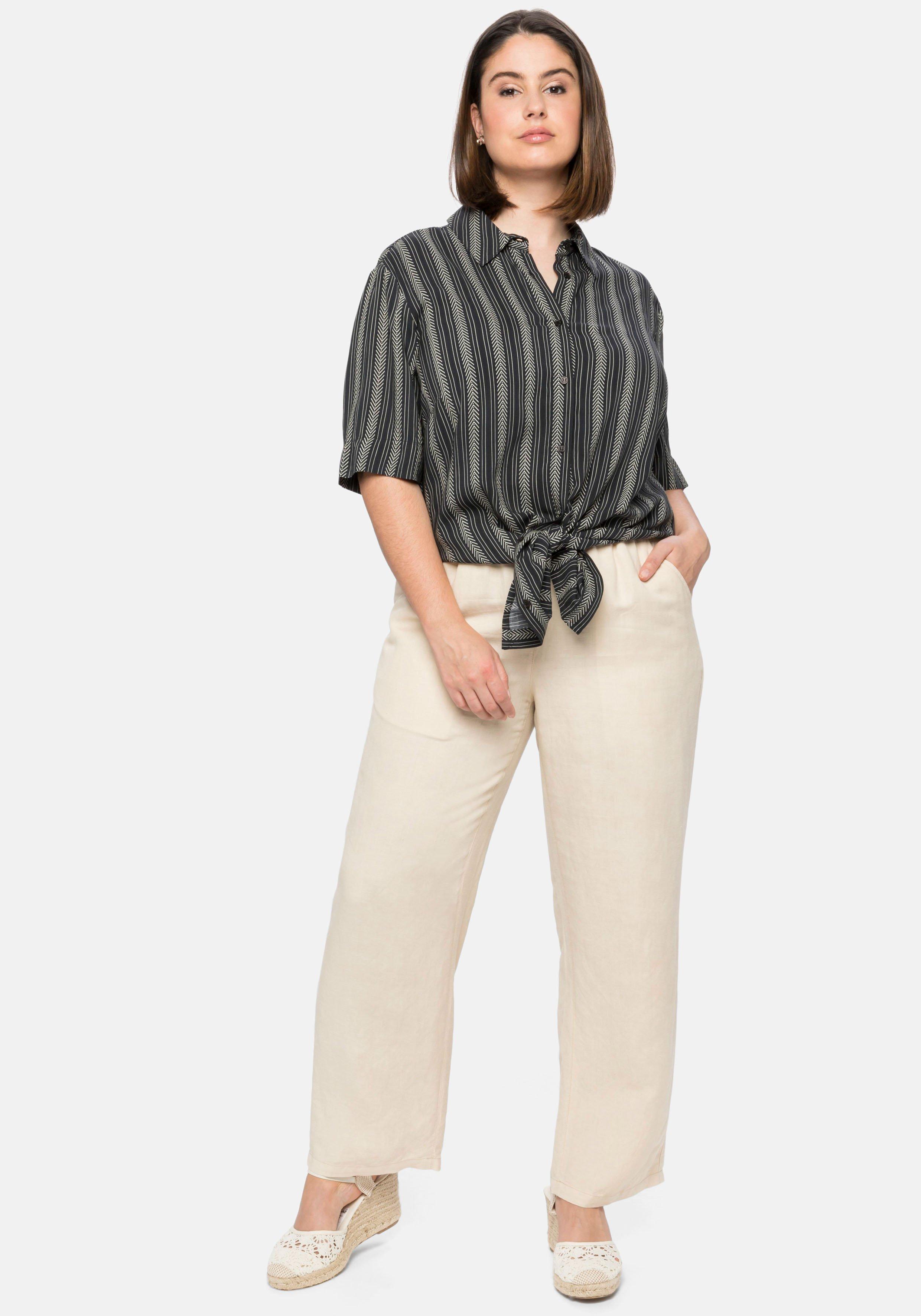 Bluse mit Ethno-Print, verlängerte Rückenpartie