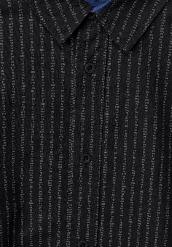 Oxfordhemd mit Wordingprint - Black