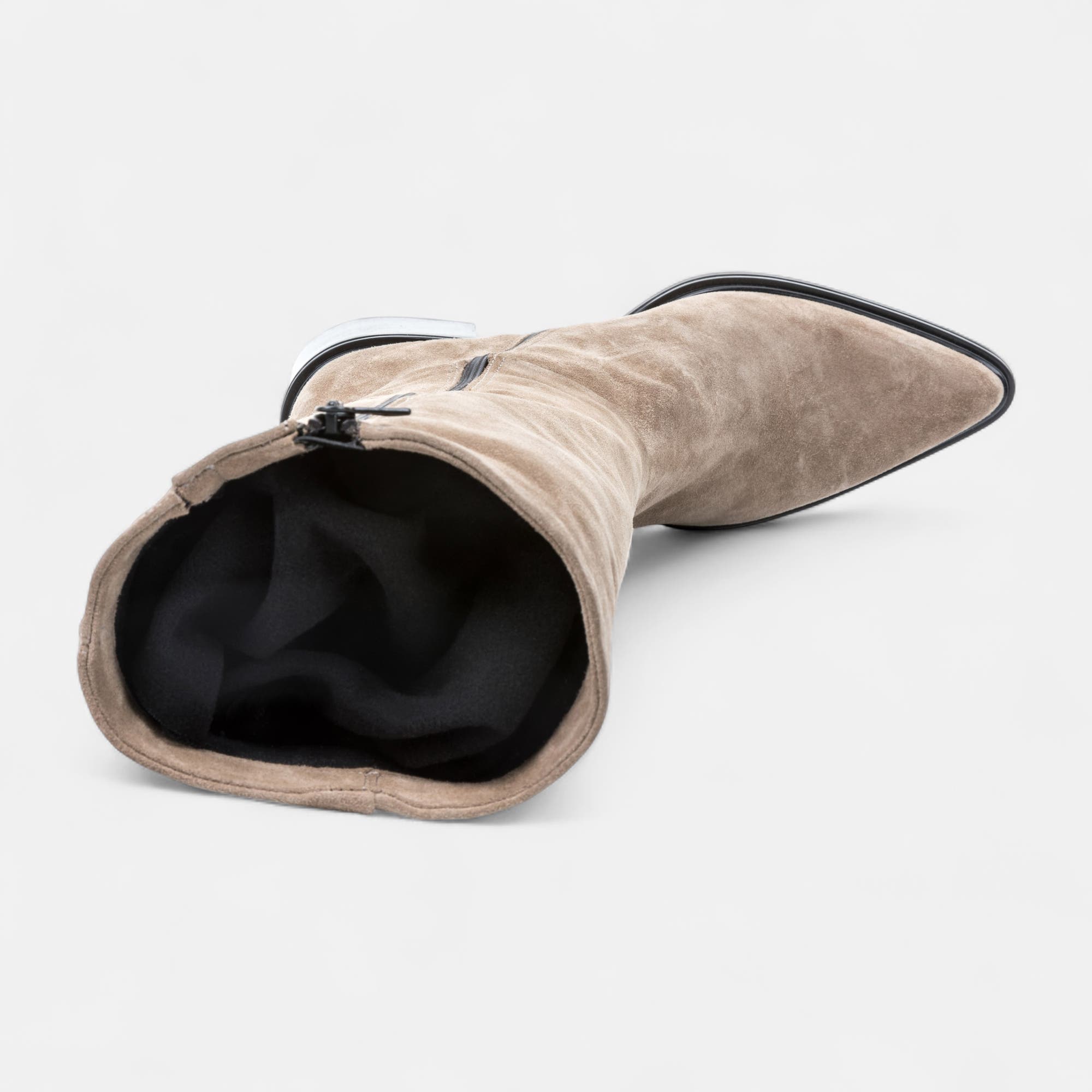Bottes à talon Femme en cuir beige
