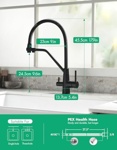 TIMACO Robinet de cuisine Pivotant à 360° Doré brossé Avec douchette extractible Mitigeur de commande ordinaire du commerce : Bricolage