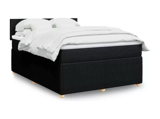 Sommier à lattes de lit avec matelas Noir 140x190 cm Tissu