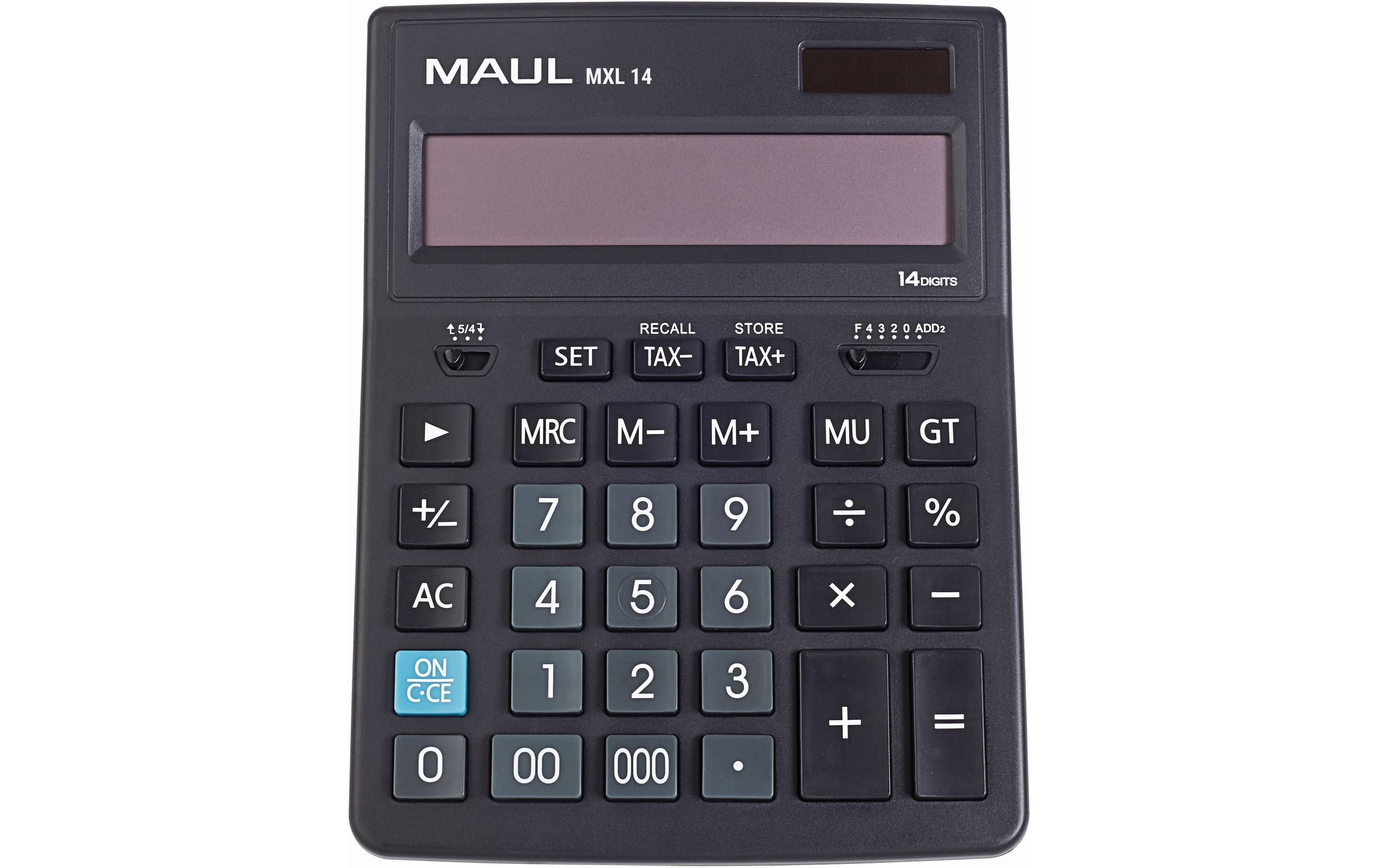 Taschenrechner MXL14 SchwarzTischrechner mit kaufmännischen Funktionen