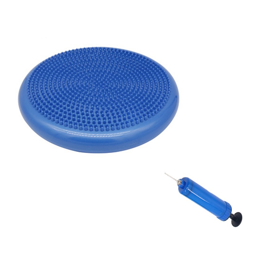 (Ø34cm) Sport Balance Kissen Ballsitzkissen Noppenkissen für Balancetraining inkl. Pumpe - Blau