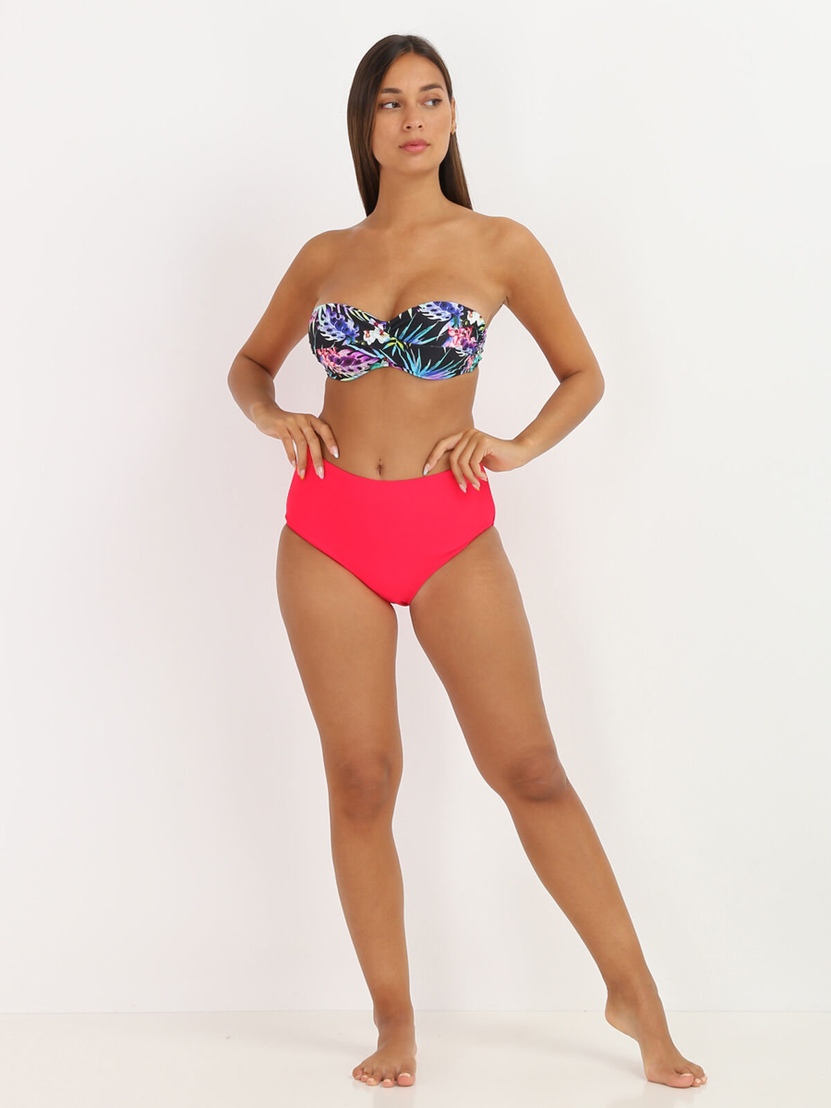Bas de bikini taille haute- Fuchsia