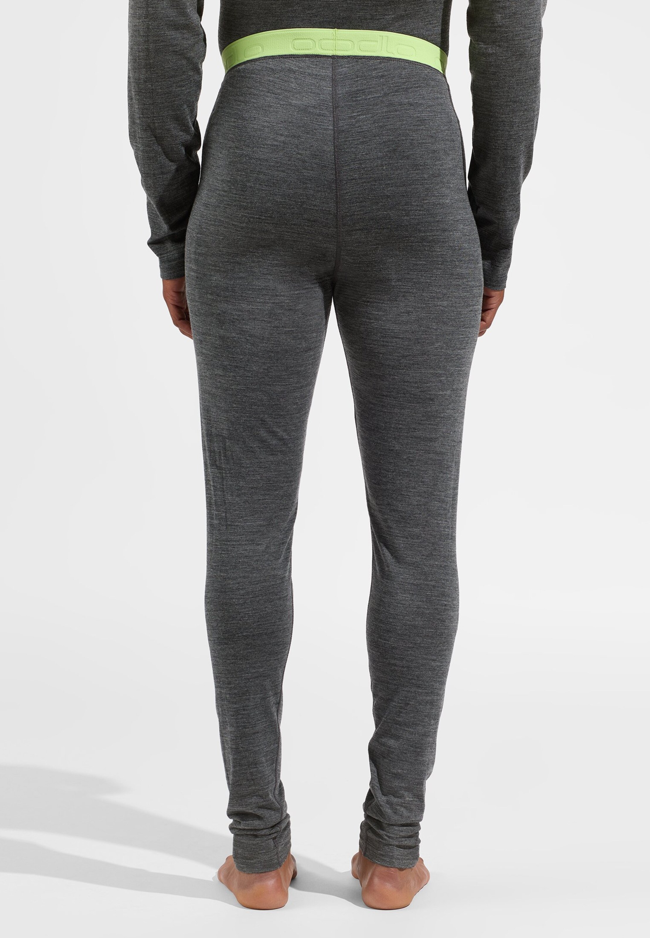 Natural Performance Wool 130 Base Layer Tights in dark grey melange - sharp green