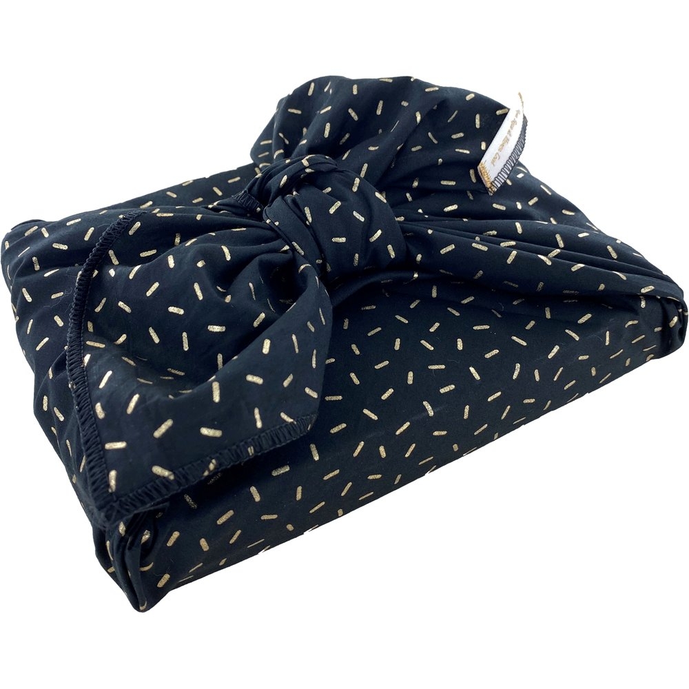Furoshiki Moyen 48 X 48 Cm Paille Dorée Noir