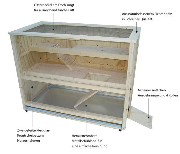 Elmato® Nager-Zimmervoliere Luxus auf Rollen,