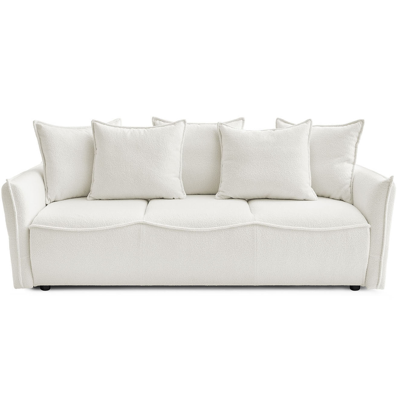 Bobochic Canapé 3 places convertible coffre Bouclette Leon blanc - 226x97x90 cm