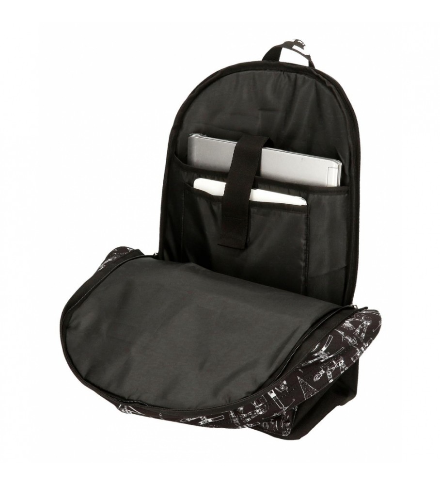 Mochila Escolar Joumma Star Wars Space Mission 44cm com porta-objetos adaptável a trolley preta