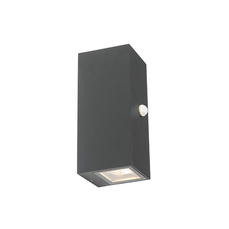 Wandlamp donkergrijs 2-lichts IP44 met bewegingssensor - Baleno