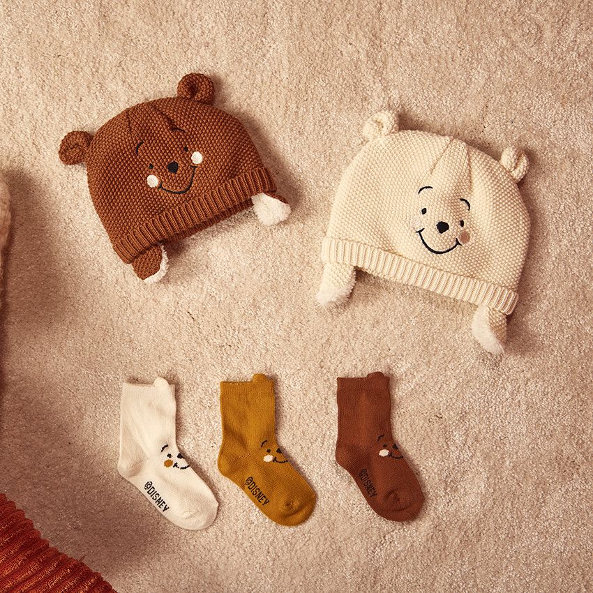 Lot de 3 paires de chaussettes Winnie Disney pour bébé garçon - Moutarde