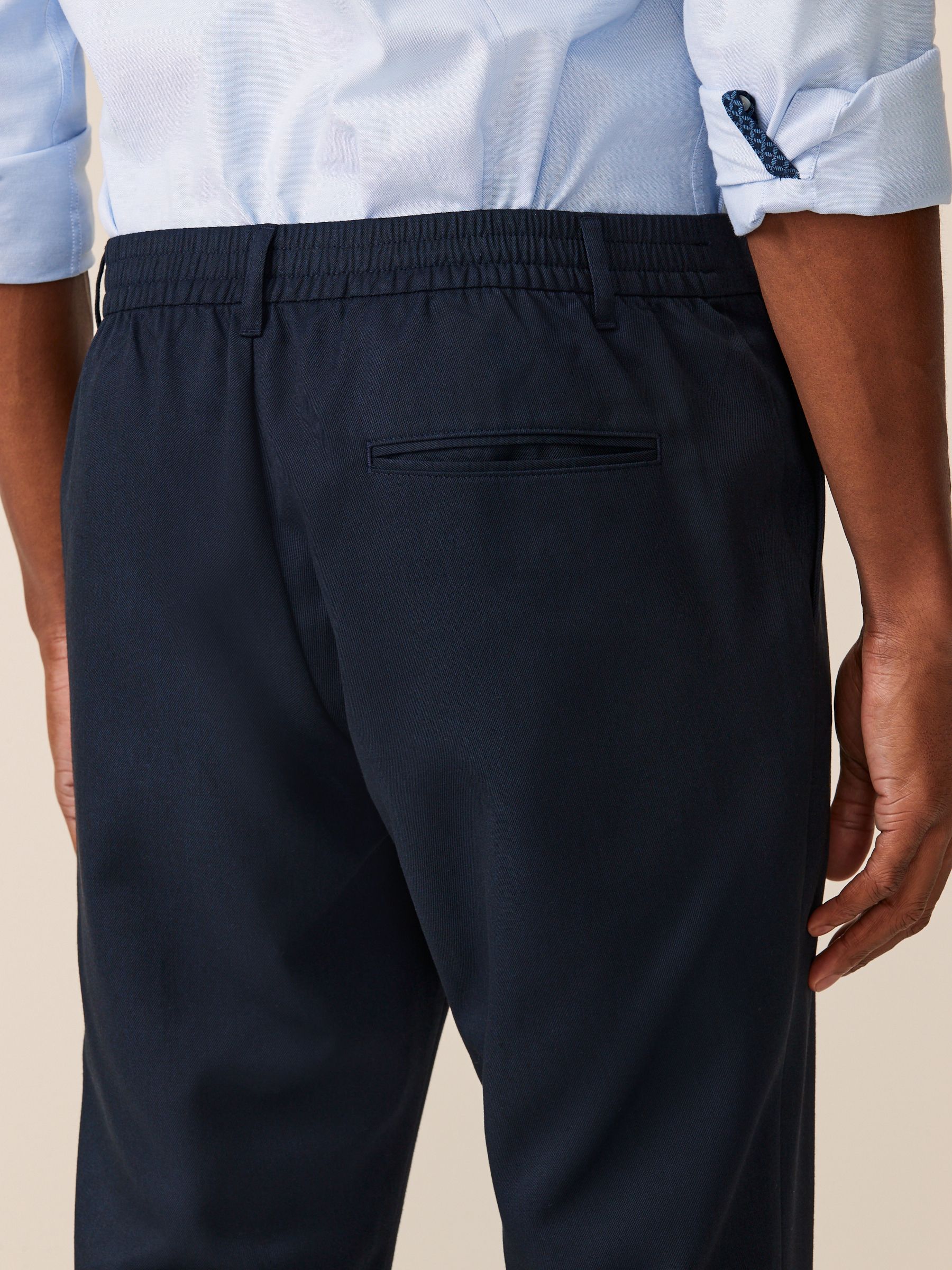 Donkerblauw - Elasticated Waist Plain Front Smart Joggers