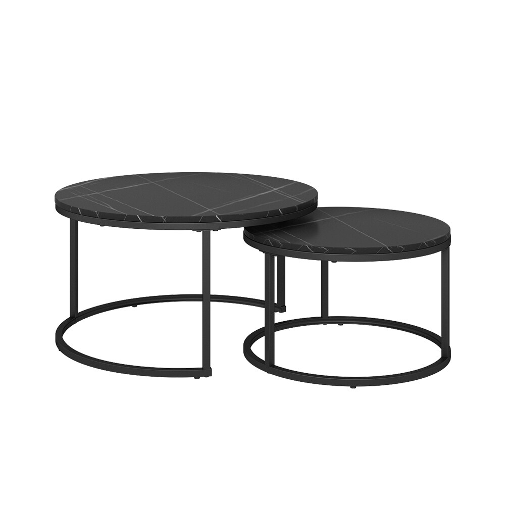 Vicco Couchtisch Montreal Schwarz Marmor-Optik 77 x 40 cm Wohnzimmertisch 2er-Set