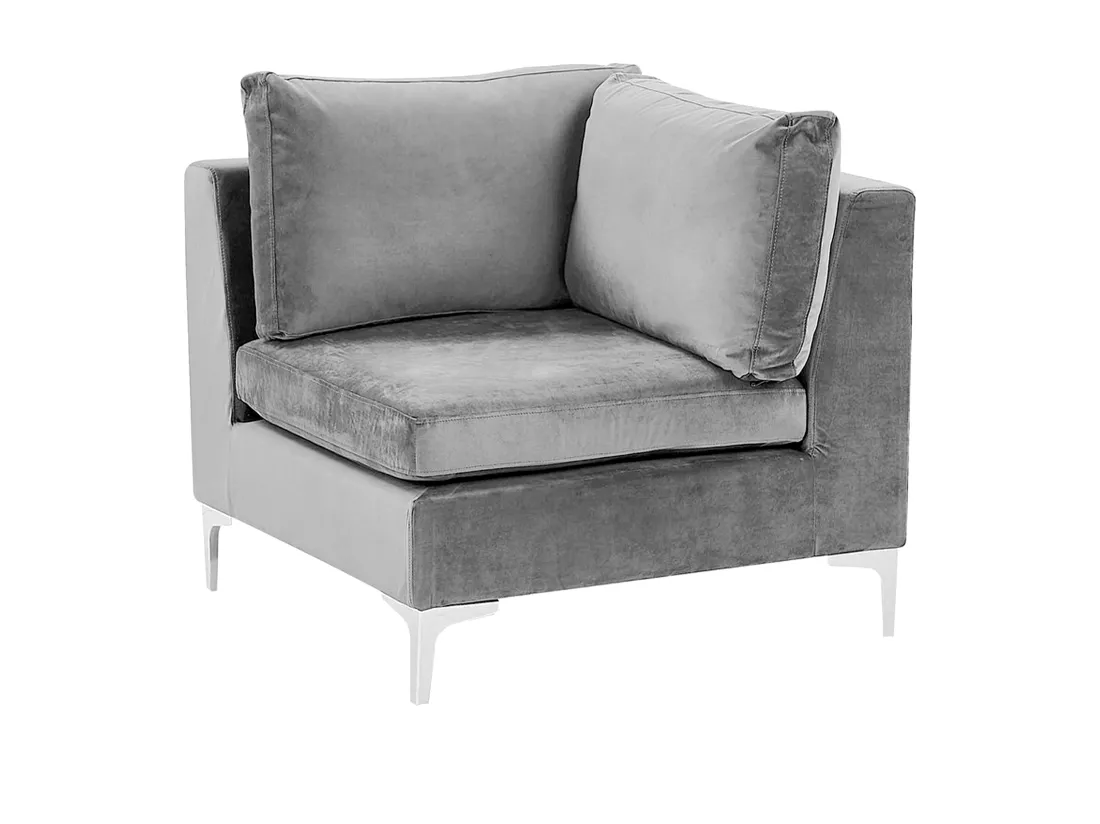 Canapé modulable 3 places en velours gris EVJA