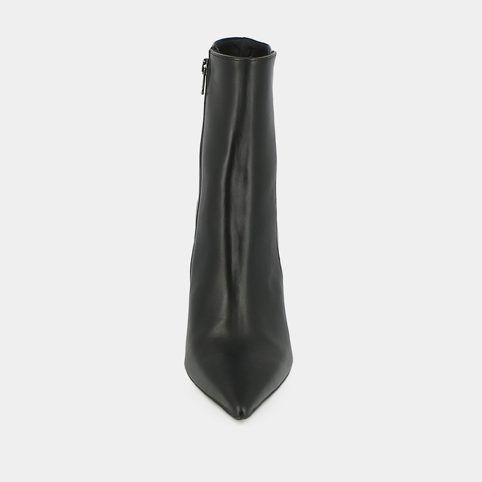 Boots à talons hauts et coutures apparen...  en cuir noir