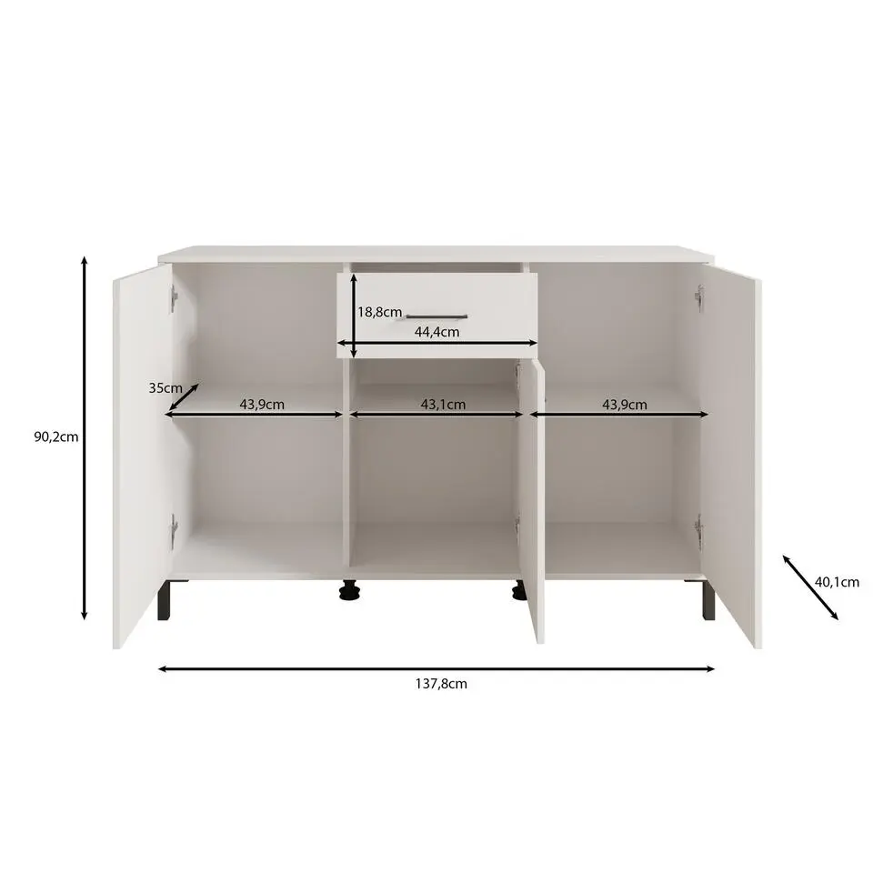 Meubella - Dressoir Vidor - Beige - 138 cm - 1 lade