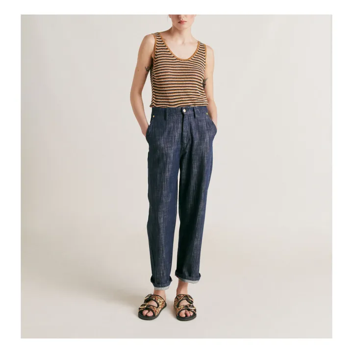 Momoni Pantalon Fucsia Bis | Bleu jean