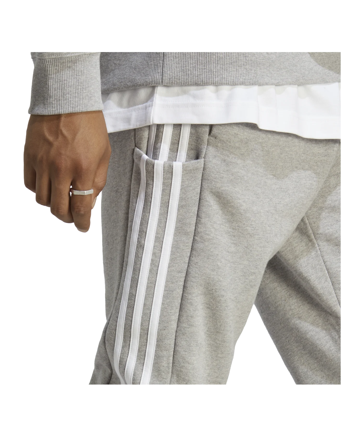 adidas Essentials French Terry Tapered Cuff 3-Stripes Pan Grey