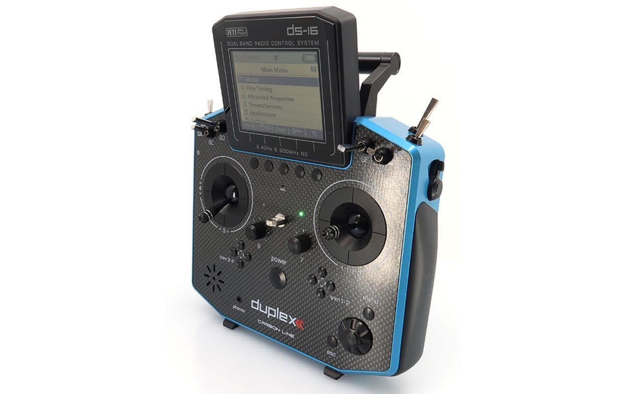 Fernsteuerung DS-16 II Carbon Line Blau mit R10 Empfänger<br>Professioneller Jeti Duplex 2.4 GHz Sender