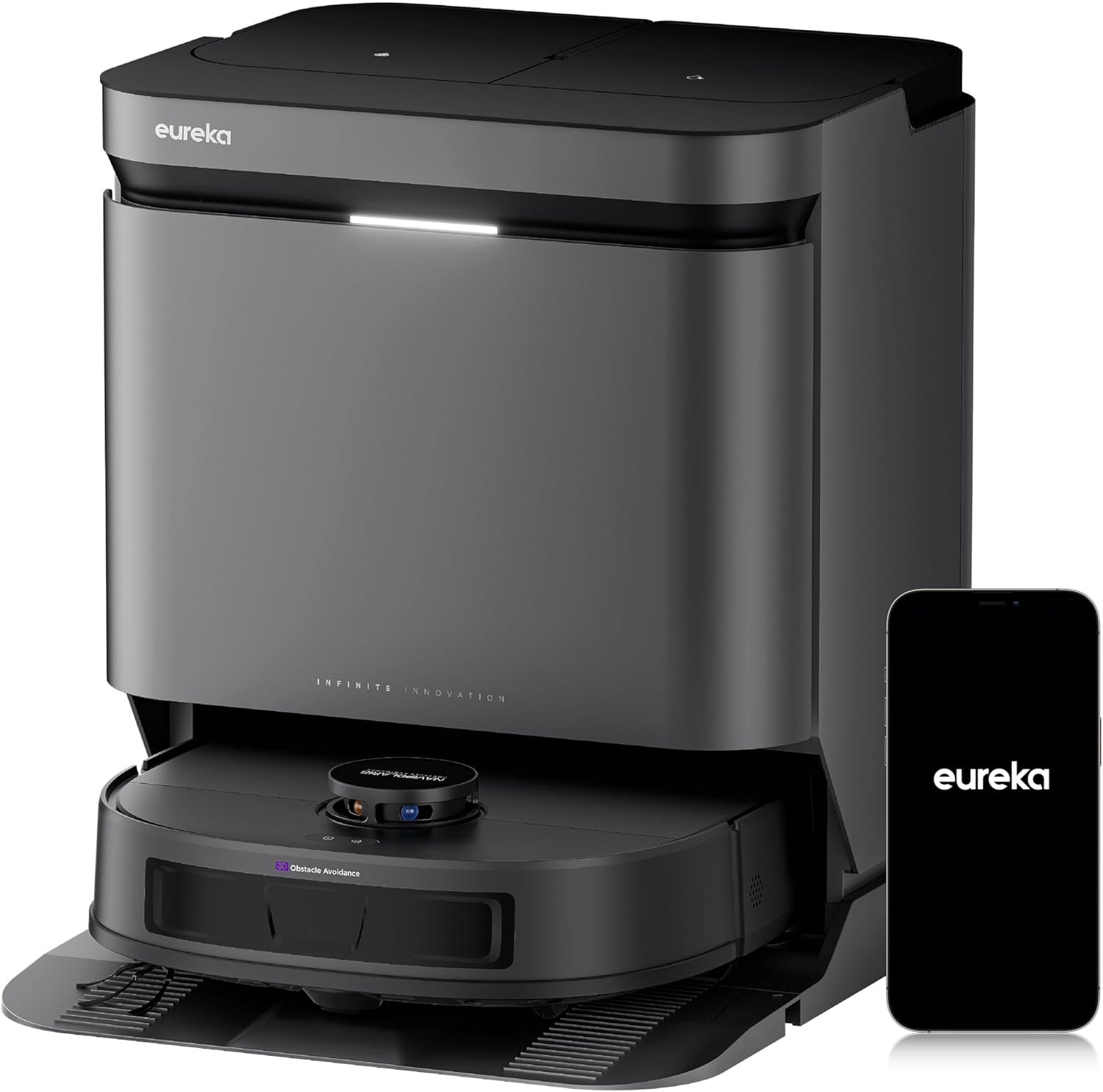 Eureka J15 Evo Ultra Saugroboter mit Wischfunktion Absaugstation, 22000 Pa Saugkraft, Automatische Wischarm-Erweiterung, Anti-Wickel-Hauptbürste & Seitenbürste, Saug Wischroboter mit Selbstreinigung