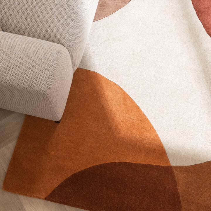 Wollen abstract vloerkleed - Clarice Terracotta